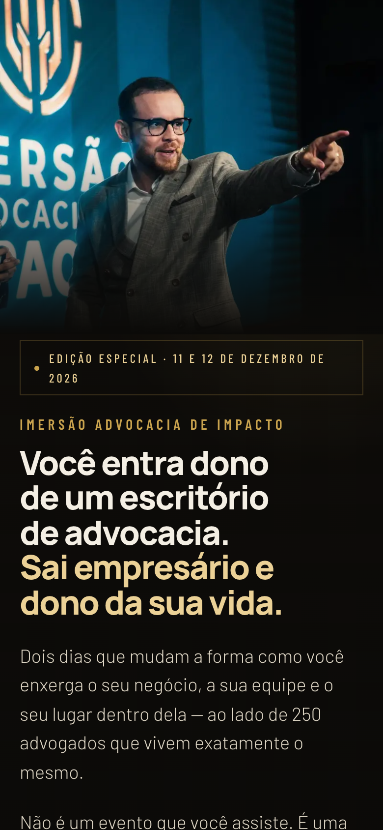 Página de ingresso da Imersão no celular